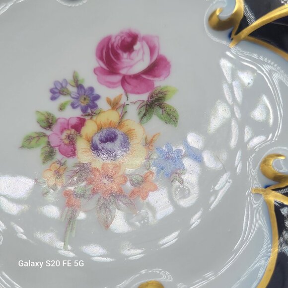 Vintage Jlmenau Graf Von Henneberg Porcelain Pedestal Compote Candy Nut Dish - Picture 5 of 13